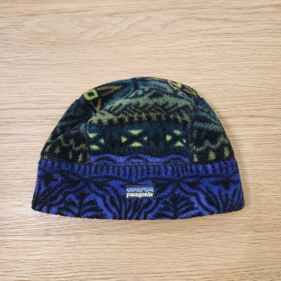 Patagonia Vintage 90’s Kids Size Medium Beanie Hat Fleece Cap Youth Retro Aztec - Picture 2 of 8